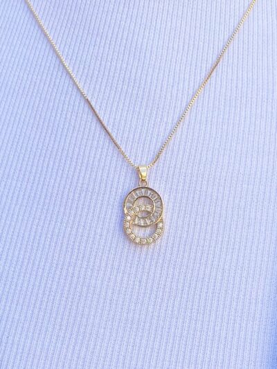 Colar Elo Duplo Cravejado Banhado em Ouro 18K