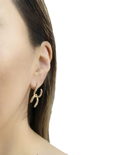 Brinco X Cravejado Banhado em Ouro 18K - Image 2