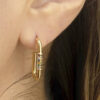 Brinco Retangular Cravejado Banhado em Ouro 18K