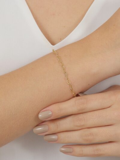 Pulseira Coração Vazado Banhado em Ouro 18K