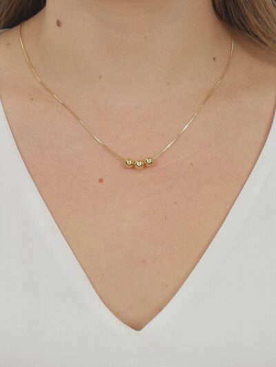 Colar 3 Esferas Banhado em Ouro 18K