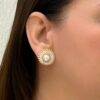 Brinco Mandala Cravejado com Pérola Banhado em Ouro 18K