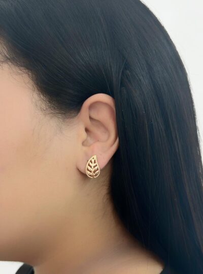 Brinco Folha Banhado em Ouro 18K