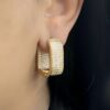 Brinco Retangular Cravejada Banhado em Ouro 18K