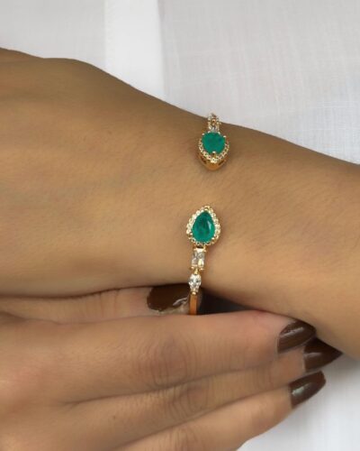 Bracelete Esmeralda Banhado em Ouro 18k