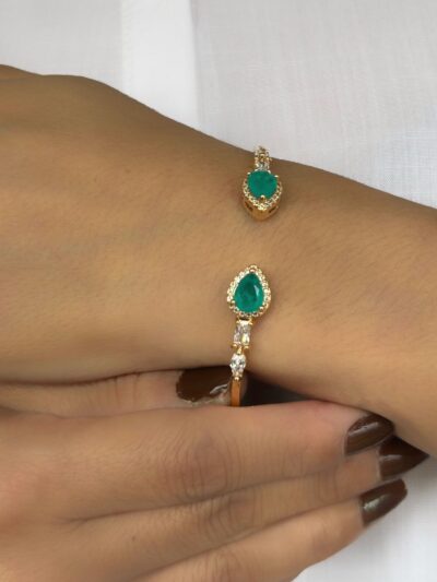 Bracelete Esmeralda Banhado em Ouro 18k