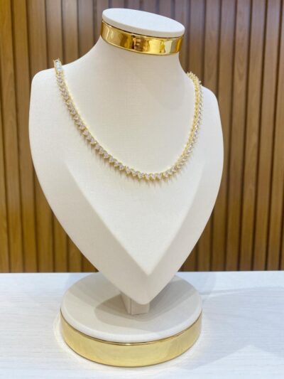 Colar Riveira Coração  Cravejado em Ouro 18k